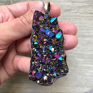 BIG Titanium Quartz Drusy Pendant